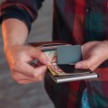 Miniatyrbild 6 av 6: ID Kreditbankkortshållare Plånbok Herr Lyxmärke Anti Rfid Blockering Skyddad Magic Läder Mini Money Plånbok Aluminiumplånbok coffee