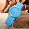 Miniatyrbild 6 av 6: 2021 Nytt enkelt silikonmärke WOKAI Casual Quartz Watch Dam Kristall Silikon Klockor Relogio Feminino Watch Rose