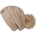 Miniatyrbild 1 av 6: Talk Höst- & Vintermössa för Kvinnor Stickad Pompommössa Slouchy Beanie Skullies för Kvinnor Svart Röd Gul Bonnet Cap mixed khaki