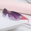 Miniatyrbild 5 av 6: Lyxiga Punk Sportsolglasögon Dam Märkesdesigner Y2K One Piece Solglasögon Män Goggle Shades UV400 Femstjärniga modeglasögon C-gray 1 pair