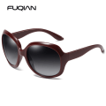 Miniatyrbild 1 av 6: FUQIAN Brand Design Elegant polariserade överdimensionerade runda solglasögon Dam Enkelt mode Stora plast Solglasögon dam UV400 Wine Red Grey Polarized