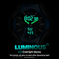Miniatyrbild 4 av 6: SMAEL Dual Time Army Watch för män Lysande Vattentät Quart Digital Armbandsur Väckarklocka LED Bakgrundsbelysning Kalender 1805 Khaki