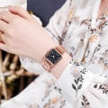 Miniatyrbild 5 av 6: Noctilucent Digital watch Watch Kvinnor Fyrkantig Kvinnlig Klocka Topp Märke Lyx Gyllene Kvarts Roststål Vattentät Armbandsur 1-White
