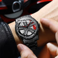 Miniatyrbild 5 av 6: 2022 Män Rim Hub Klockor Sportbil Watch Rotation Vattentät Sport Rostfritt stål Armbandsur Bil Quartz Herrklockor MSR