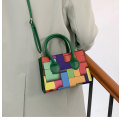 Miniatyrbild 5 av 6: Ny färg Kontrast Mångsidig handväska Fyrkantig axelväska Geometrisk Horisontell Casual axelväska Mode Crossbody väska Green