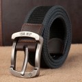Miniatyrbild 1 av 6: Herrspänne canvas bälte polyester flätat utomhus fritidsbyxor bälte 110-140 i längd 3,8 cm i bredd PWD001 Black wide stripes 110cm