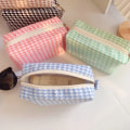 Miniatyrbild 4 av 6: 1 st Blixtlås Rese-sminkväska Toalettväska Kvinnor Houdstooth Clutch Kosmetikväska Makeup Organizer Toalettväska Tvättpåse Black