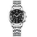 Miniatyrbild 1 av 6: Watch i rostfritt stål Lyxigt mode i rund form Quartz Rostfritt stål hopfällbart armband Damvattentät Date Armbandsur Silver Black