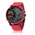 Miniatyrbild 1 av 6: Watch Herr Lyxmärke Kända Dual Time Military Relogio Masculino 57mm 3D Stort case Quartz Herrklockor Röd Manklocka Red