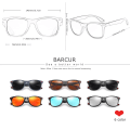 Miniatyrbild 3 av 6: BARCUR Trending TR90 Polarized Solglasögon Dam Fyrkantiga glasögon Herr Solglasögon Vintage Unisex Goggle Man UV400 Oculos de sol Blue BARCUR