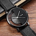 Miniatyrbild 2 av 6: Unik Creative Halv Transparent Unisex watch klocka För män Kvinnor Par Nörd Snygga Läder Armbandsur Mode Quartz watch DESIGN 2 (A)
