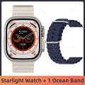 Miniatyrbild 1 av 6: Ultra Smartwatch NFC Bluetooth Call Herr Dam Smart Watch Blood Oxygen Sleep Monitor Titanlegering Case 49mm Series 8 Starlight 1 Ocean(.993)