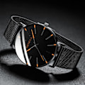 Miniatyrbild 5 av 6: Herrmode Minimalistisk Ultra Tunna klockor för män Enkel Business Rostfritt stål Mesh bälte Quartz Watch relogio masculino Mesh Silver White