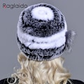 Miniatyrbild 3 av 6: RaglaidoCap Mössor för Kvinnor Vinter FloralRex Hatt Elastiska Mössor Varma Mode Dam Snöhatt Lq11205 coffee red