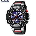 Miniatyrbild 1 av 6: Quartz Armbandsur Sport SMAEL Military Army Clock Alarm Dual Display LED Elektronisk Watch 8069 Vattentäta klockor för män BLACK