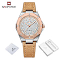 Miniatyrbild 1 av 6: NAVIFORCE Mode Minimalistisk Design Watch för kvinnor Casual Quartz Dam Läder Armbandsur Case Kvinnlig klocka RGWLBN-BOX