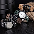 Miniatyrbild 6 av 6: Märke Sport Militärklockor Mode Casual Quartz Watch Läder Analog Herr 2020 Ny SOKI Lyxarmbandsur Relogio Masculino Khaki