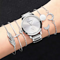 Miniatyrbild 4 av 6: 6/5/3PCS 2022 Lyx Damklockor Set Armband Armbandsur Mode Dam Quartz Watch Klänning Kvinnlig Klocka Montre Femme Relogio 5PCS Gold C