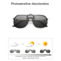 Miniatyrbild 3 av 6: VIVIBEE Rimless Flip Up Clip On Solglasögon Män Kör UV400 Polariserad Spegel Röd Lins Fiske Stor storlek Fancy Design Glasögon 3 Photochromic With Plastic Case