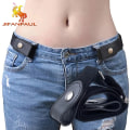 Miniatyrbild 2 av 6: Spännefri bälteklänning Dam Slim Sport Trend Jeans Dam Punk Style Bekväm resår Ny midja byxor Stretch elastisk WH01 Navy adjustable