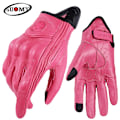 Miniatyrbild 1 av 6: Suomy Sommar Brun Motorcykelhandskar Fingerlösa Getläder Moto Åkhandske Halv Finger Retro Herr Dam Motorcykel Halv Handske SU14 Pink XL