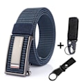 Miniatyrbild 1 av 6: Nytt mode herrbälte Toppkvalitet Bekväma nylon för män Metall Automatiskt spänne Ung Canvas Taktisk designerbälte Blue Belt B Match 120cm Adjustable