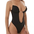 Miniatyrbild 1 av 6: Sexig helkroppsdräkt Djup V-hals Kroppsformare Rygglös låg midja stringtrosa Damer Sheer Straps Push Up BHS Seamless Body Underkläder black S 32