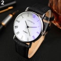 Miniatyrbild 6 av 6: Watch romerska siffror Blu-Ray konstläderband Quartz Analog Business Armbandsur 2022 White-Black