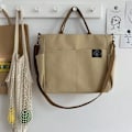 Miniatyrbild 1 av 6: Hylhexyr Dam Retro Stora Väskor Bomulls Canvas Axelväska Mode Crossbody Handväska Dragkedja Casual Tote Multi Pocket Khaki