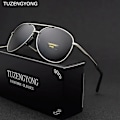 Miniatyrbild 4 av 6: TUZENGYONG 2023 Brand Alloy Herrsolglasögon Polarized UV400 Lens Solglasögon För Herr Pilotglasögon Oculos de sol Hög kvalitet T8013 C05 no box