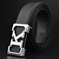 Miniatyrbild 1 av 6: K bokstaven Casual bälte för män Vit modedesigner bälten pojke fritid Koskn midjerem äkta läder metallspänne Midjeband black silver buckle 115CM