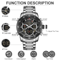 Miniatyrbild 5 av 6: NAVIFORCE Mode Herrklockor Lyxiga Original Kvarts Digital Analog Watch för män Vattentät klocka i rostfritt stål RGBE BOX