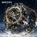 Miniatyrbild 5 av 6: SANDA Mode Herrklockor LED Sport Vattentäta Klockor Herr Topp Lyxmärke Digital Man Quartz Watch Relogio Masculino 3132 black gold