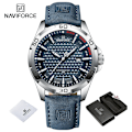 Miniatyrbild 1 av 6: NAVIFORCE Herr Casual Militär Quartz Watch för män Läder Vattentät klocka Relogio Masculino NF8023 SBEBE-BOX