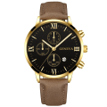 Miniatyrbild 1 av 6: Mode Genève Män Datum Legering Case Syntetiskt Läder Analog Kvarts Watch Man Klocka Toppmärke Lyx Relogio Masculino 14 Brown-Gold-Black