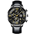 Miniatyrbild 1 av 6: Lyx Herr Klockor i rostfritt stål Mode Herr Affär Läder Watch Man Kalender Datum Lysande klocka relogio masculino Leather Black Gold