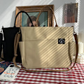 Miniatyrbild 5 av 6: Hylhexyr Dam Retro Stora Väskor Bomulls Canvas Axelväska Mode Crossbody Handväska Dragkedja Casual Tote Multi Pocket Outer Zipper Beige