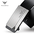 Miniatyrbild 3 av 6: WILLIAMPOLO berömda märkesbälte män högsta kvalitet äkta läder lyxdesigner manliga automatiska spännbälten för män 105-130cm Silver-20213 110cm