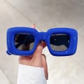 Miniatyrbild 1 av 6: KAMMPT överdimensionerade fyrkantiga solglasögon Män Kvinnor Mode Uppblåsta bågar Solglasögon Trendig Ny design UV400 Goggle Solglasögon blue as picture shows