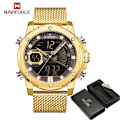 Miniatyrbild 1 av 6: NAVIFORCE Originalklockor för män Lyxmärke Quartz Dual Display Militär watch Mesh stålband Vattentät klocka GCEG BOX