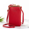 Miniatyrbild 1 av 6: Crossbody-väska i läder för kvinnor Mode liten mini-matt läder Axelremsväska Clutch Telefonväska för damer Handväska Red