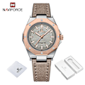 Miniatyrbild 1 av 6: NAVIFORCE Mode Minimalistisk Design Watch för kvinnor Casual Quartz Dam Läder Armbandsur Case Kvinnlig klocka RGGYGY-BOX