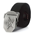 Miniatyrbild 1 av 6: SupSindy Män&Kvinnor Canvasbälten 3D Five Rays Star Army Militär Taktiskt bälte CCCP Patriotiska soldater Man Strap Jeans Midjeband Black 100cm