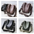 Miniatyrbild 4 av 6: Ansloth Crocodile Crossbody-väska för kvinnor Axelväska Märke Designer Damväskor Lyxig PU-läderväska Bucket Bag Handväska HPS405 Black 24x16x28cm