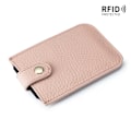 Miniatyrbild 1 av 6: Smal korthållare i äkta läder Snabb åtkomst dragflik RFID-foder Mjuk kohud Män Kvinnor Bärbar cover. Pink