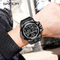 Miniatyrbild 6 av 6: SANDA koreansk modetrend utomhus fritid vattentät multifunktion elektronisk watch i universitetsstudenten Watch Army Green 2