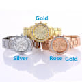 Miniatyrbild 5 av 5: New Arrival Klockor för kvinnor Geneva Three-eye Diamond-set Alloy Watch för män och kvinnor Modelos De Pareja De Hombres Y Mujeres gold