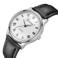 Miniatyrbild 6 av 6: Modernt mode svart kvarts herrklockor Tide Brand Läderband Big Dial Herr Business Clock Relojes Hombre Black Black