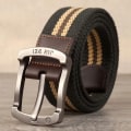 Miniatyrbild 1 av 6: Herrspänne canvas bälte polyester flätat utomhus fritidsbyxor bälte 110-140 i längd 3,8 cm i bredd PWD001 Army green stripes 110cm