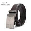 Miniatyrbild 1 av 6: Automatiskt spänne äkta läderbälte för män Svart koläderbälte för män Business Man Designer automatiskt spänne STYLE M Brown Strap 100cm